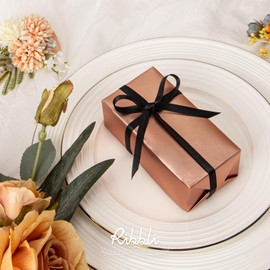 Ribbli Black Satin Ribbon,Double Faced Satin 1/4 inch x Continuous 50 Yards,Black Ribbon Use for Bows Bouquet,Gift Wrapping,Wedding Decoration,Floral Arrangement