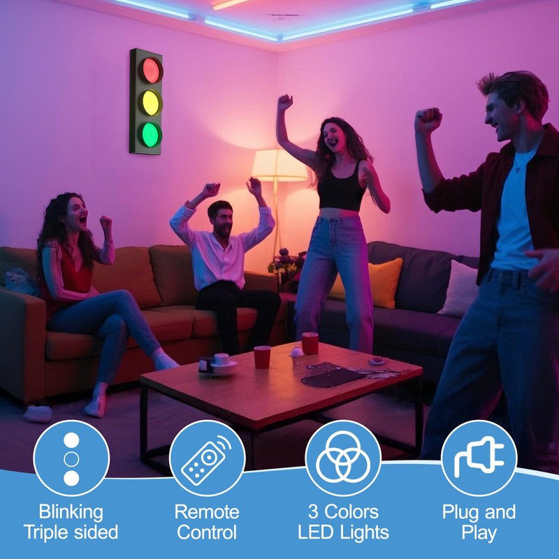 yamxun Traffic Light Lamp Decor on Wall: Remote Control LED