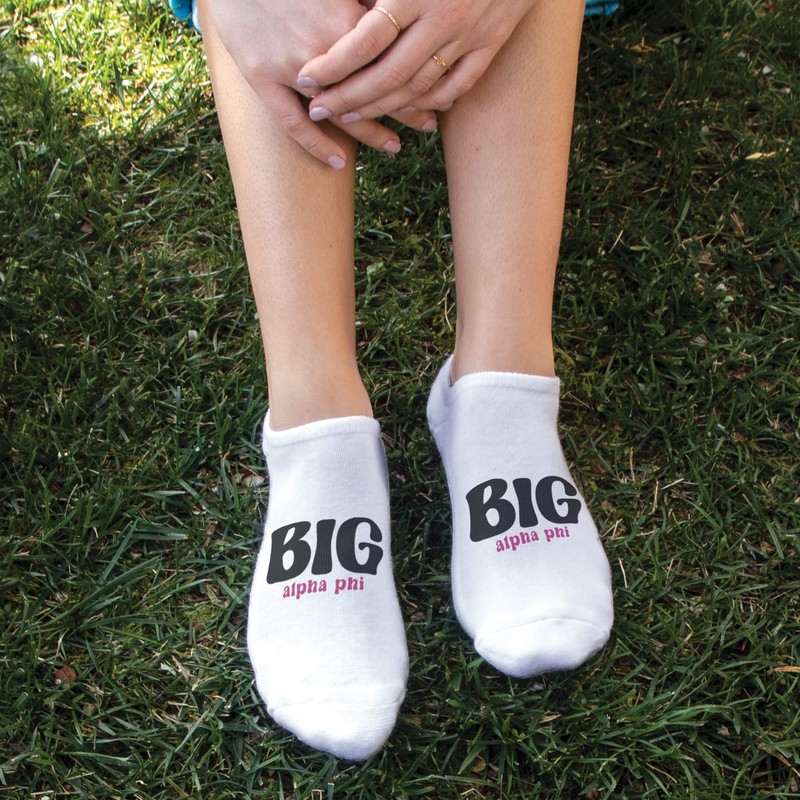 sockprints Alpha Phi Sorority Big Sis Cotton No Show Socks