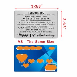 15th Anniversary Wallet Card Gifts for Men, 15th 15 Year Wedding Anniversary Romantic Card Gifts for Wife