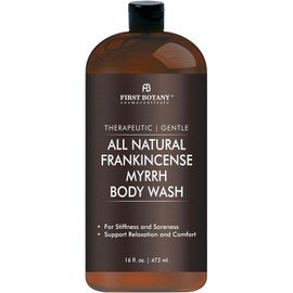 First Botany, ALL Natural Body Wash - Fights Body Odor, Athlete's Foot, Jock Itch, Nail Issues, Dandruff, Acne, Eczema, Shower Gel for Women & Men, Skin Cleanser -16 fl oz (Frankincense Myrrh)