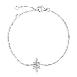 FANCIME 925 Sterling Silver Cubic Zirconia Venus Star Bracelet with White Gold / Yellow Gold Plated, Jewellery Gift for Women Girls Mother, 16 + 3 cm, Sterling Silver, Cubic Zirconia