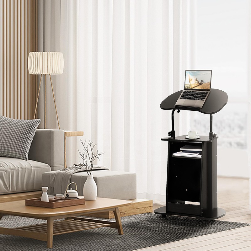 tonchean Lectern Podium Stand with Wheels Mobile Height Adjustable Church
