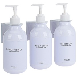 Dispensador de champú y acondicionador para Pared de Ducha, 3 cámaras, Botellas Recargables de champú y acondicionador con Etiquetas Impermeables (3 B