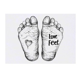 Azeeda 'Love Feet mit skizzenhaften Füßen und Herz' Temporäres Tattoo - Hautfreundlicher & Ungiftiger Abziehbild · Wasserfest (TO00071885)