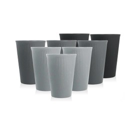 8 Pack Wheat Straw Cups Reusable Drinking Cups, Durable & Lightweight, Perfect for Home, Office, Camping, and Outdoor Use Dishwasher Safe (Black,Gray)