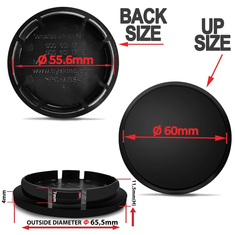 SkinoEu Compatible with Wheel Center Caps VW Volkswagen Centre Hubcaps