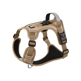 SHENGLINE No Pull Harness Working Training Easy Control Pet Vest with Handle-Dog Harnesses Reflective Adjustable with A Free Heavy Duty 5ft Dog Leash(Khaki，L)