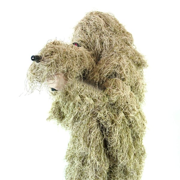 Arcturus Ghost Ghillie Suit: Woodland Camo | Double-Stitched Design with Adjustable Hood and Waist | Camo Hunting Clothes for Men, Military, Sniper, Airsoft and Hunting (Dry Grass, Regular)