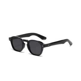 WDZAYXC Round Sunglasses with Thick Frame, Classic Round Sunglasses for Men and Women, UV400 Protection, black