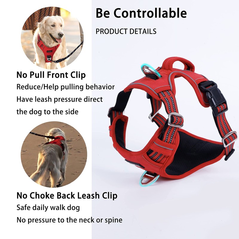 Funfox Medium Dog Harness No Pull, Adjustable Dog Vest for