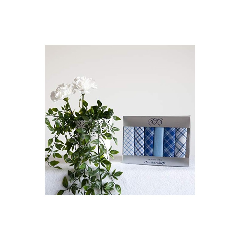 Mens Handkerchiefs 100% Cotton Boxed Hankies Hankys Mens Quality Gift