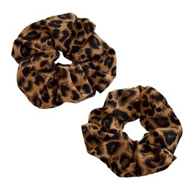 Nzexlyva 2 PCS Leopard Print Scrunchie Set, Oversized Print Hair Scrunchies for Women, Soft and Durable Leopard Print Silk Scrunchies for Hair, Satin Scrunchie for Girls Daily use Special Occasions