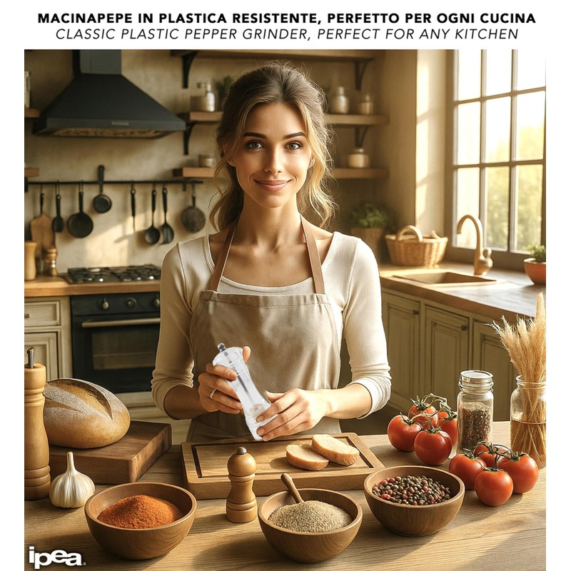 IPEA Macinapepe Manuale Trasparente per Pepe, Peperoncino e Sale -