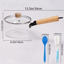 Inevoc 2 Pack Glass Saucepan Set, 60oz/1.8L Clear Glass, Heat-resistant Simmer Pot for Pasta, Soup, Milk, Cookware with Lid and Long Handle