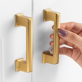 ASKANO 10 Pack 3 Inch Hole Centers, Brushed Gold Cabinet Pulls Gold Cabinet Handles Gold Kitchen Hardware for Cabinets ZP2206 Drawer Bedroom Dresser Bathroom Vanity Cupboard Closet