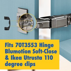 Impresa [50 Pack] Impresa Cabinet Restrictor Clips for Blum 70T3553 Hinge Blumotion Soft-Close - Invisible Kitchen Cabinet Door Restraint for IKEA 110 Degree Clip