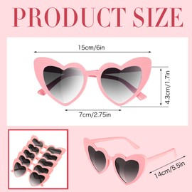 Flutesan 16 Pairs Heart Shaped Sunglasses Retro Cat Eye Shaped Sunglasses Heart Clout Glasses for Women(Pink)