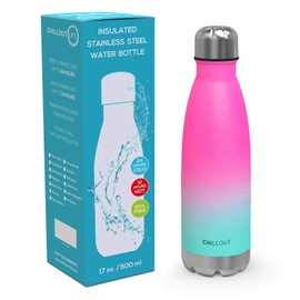 CHILLOUT LIFE Stainless Steel Water Bottle: 17 oz Double Wall Insulated Cola Bottle Shape for Cold and Warm Drinks, BPA Free Metal Sports Bottle