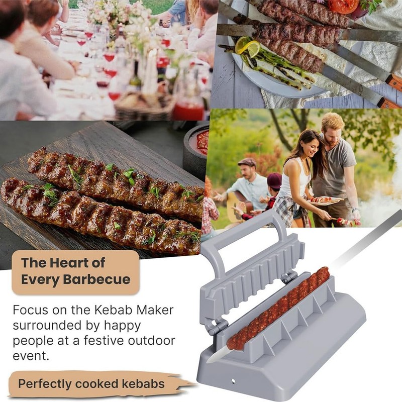 PEOUWNES Large Kebab Maker Press, Gray Plastic Kabab, Manual Kabob