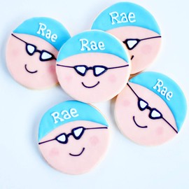 ½ Dz. Swim Face Cookies! When You Never Grew Out of Being a Fish! Birthday Themed, Sports Lover Party Favors or Graduation Gift!
