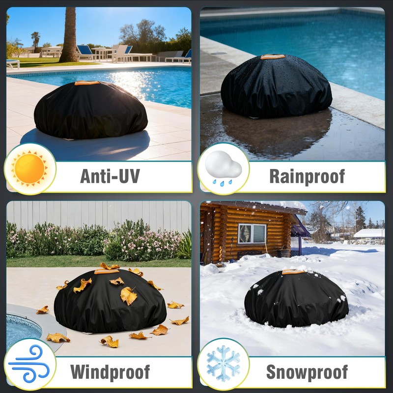 Topcover Cordless Robotic Pool Cleaner Cover,600D Waterproof Windproof Automatic Vacuum