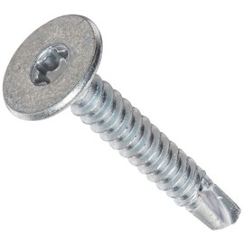 Small Parts 1020KWTF Steel Self-Drilling Screw, Zinc Plated Finish, Wafer Head, Star Drive, #3 Drill Point, #10-16 Thread Size, 1-1/4" Length (Pack of 50)