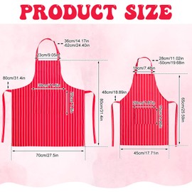 XLSXEXCL 6 Pcs 1950s Waiter Costume Kit, Soda Jerk Costume Kit, Red and White Striped Apron with 2 Pockets, Chef Hat Red Bow Ties Adjustable for Adult and Kid Circus Carnival Costume Cosplay Party