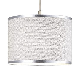 Modern and Designer Mini Diamond Silver Glitter Fabric Lamp Shade 25cm Diameter | Luxurious Soft Silver Satin Inner Lining by Happy Homewares