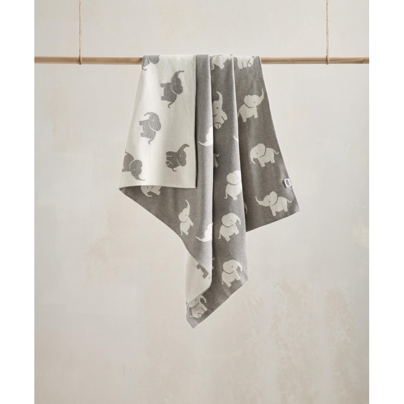 Mamas & Papas Welcome to The World Knitted Blanket, Elephant