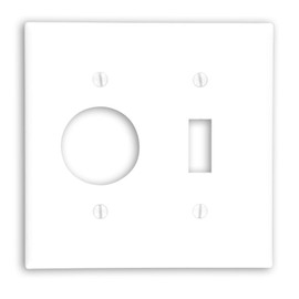 Leviton 2-Gang 1-Toggle 1-Single 1.406-Inch Diameter, Device Combination Wallplate, Thermoset, Device Mount, 88007, White