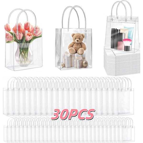 30 Pzs Bolsas de Regalo Transparente de PVC con Asas,