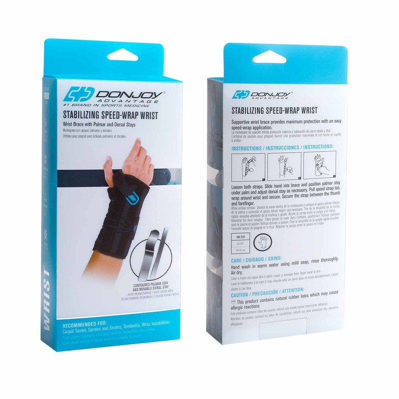 DonJoy Advantage DA161WB02-BLK-R Stabilizing Speed-Wrap Wrist Brace for Carpal Tunnel,