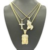 Shiny Jewelers USA Men Gold Iced Out Jesus, Praying Hands,
