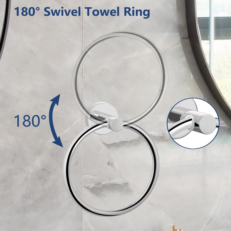 Towel Ring & Toilet Roll Holder, 2 Piece Bathroom Hardware