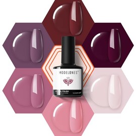modelones- Esmalte de uñas en gel, 6 colores, rosa, marrón, burdeos, rojo, juego de esmaltes en gel, esmalte de uñas en gel rosa pastel melocotón     
