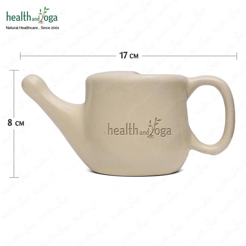 HealthAndYoga™ Flojar Ceramic Jala Neti Pot with Nostril Plugging Support