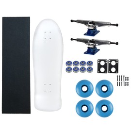 Moose Old School 80's Skateboard Complete 30" White with Hollow 7.0 Silver/Blue Trucks, 58mm Blue Wheels