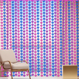 Muschel-Lametta-Vorhänge, Meerjungfrauen-Themenparty-Hintergrund, Dekorationen, Lametta-Fransenschlangen für Geburtstagsparty, Dekoration, Fotokabine, Weihnachtszubehör (Rosenrot, Blau, Lila, 2 Stück