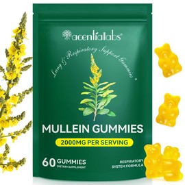 Mullein Gummies for Lungs, Edible Fitness Dietary Gummy, 1000mg Mullein Leaf Extract, mullein lung detox,Pear Flavor Gummies Supplement Healthcare:_Mullein Gummies*3