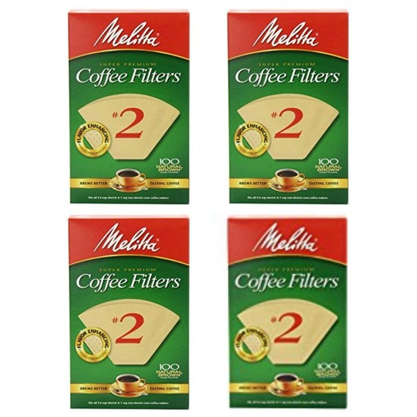 Melitta Cone Coffee Filter #2 100 Count- Natural Brown (Pack Of 4)