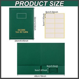Kisston 50 Pcs Tax Return Folders Bulk 2 Pocket Gold Foil Stamped Income Tax Folders with Blank Labels Business File Office Organizer (Green)