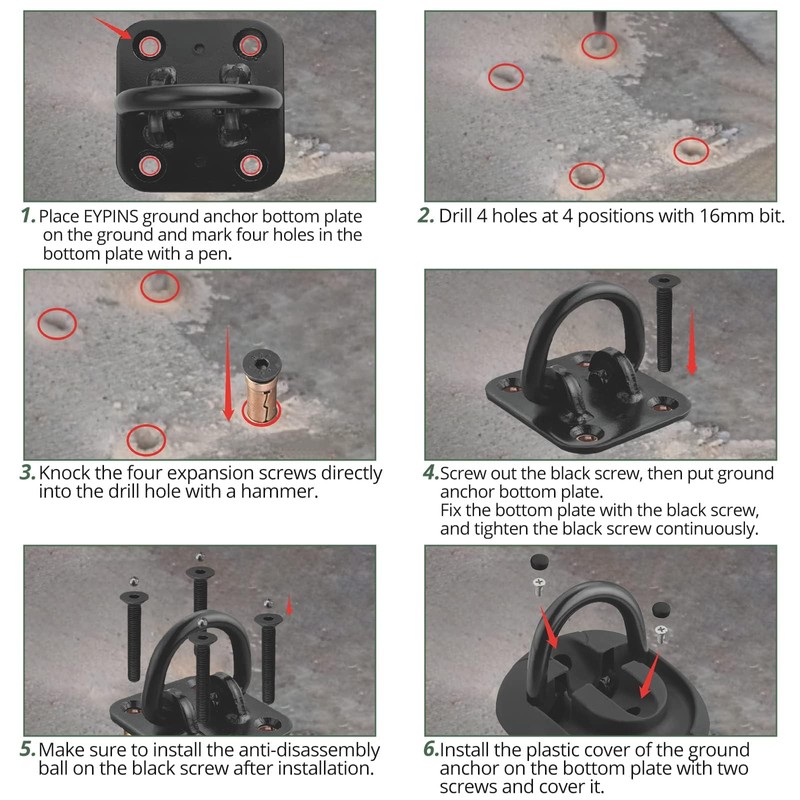 EYPINS Security Ground Anchor, Heavy Duty Alloy Steel Anti-Theft Floor