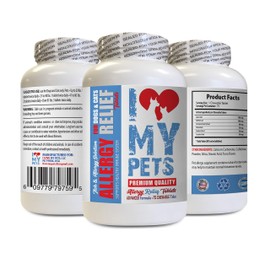 Dog itching Relief - Dog and CAT Allergy Relief - for Pets - Relieve ITCHING - Premium - Dog Turmeric Chews - 75 Treats (1 Bottle)