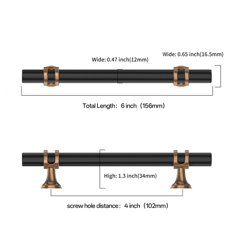 10 Pack 4 Inch(102mm) Champagne Bronze and Matte Black Kitchen