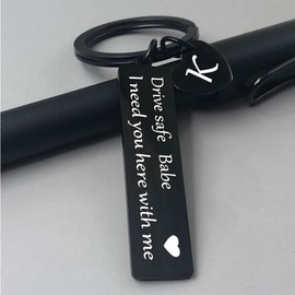 Drive Safe Keychain for Boyfriend Girlfriend Husband Her Birthday Valentines Day Christmas Gifts for Him Stocking Stuffers for Men (Black-K)