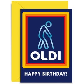 Old English Co. Funny Birthday Card for Him - Hilarious Joke Happy Birthday Oldi Card for Grandad Husband Dad Brother Uncle - Silly Birthday Card for Men| Blank Inside with Envelope