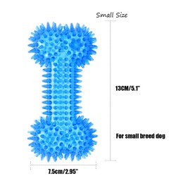 JQCUJQA Dog Squeaky Bone Chew Toy for Aggressive Chewers,Durable Dog Rubber Bone Toy Dogs Teeth Cleaning and Training (Blue Small)