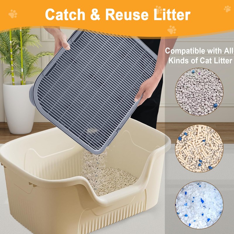 TAILRYTH Elevated Litter Box Ramp/Steps for Kittens & Old Cats,19.7"×15.8"×3.6",Washable