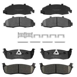 YxpBrake Ceramic Brake Pads Front and Rear Fit for Ford F-150 1999-2003,Lincoln Blackwood 2002 Replacement Parts with Hardware Kits